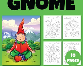 Gnome Coloring Sheet Printable pdf Pages Pack 1