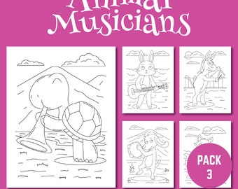 Farm Animal Musicians Coloring Pages Pack 3