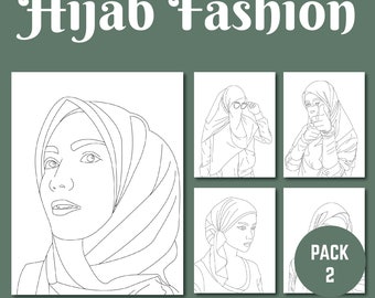 Hijab Fashion International Women's Day Coloring Pages Pack 2