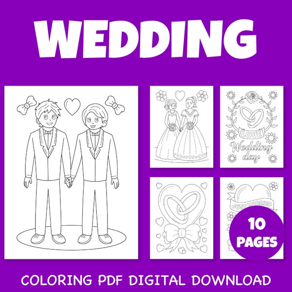 Wedding & Love Valentine's Day Coloring Pages Pack 3