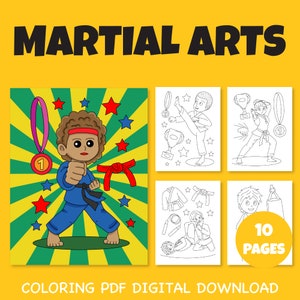 Martial Arts Instant Download Printable .pdf File Simple Coloring Pages Pack 2