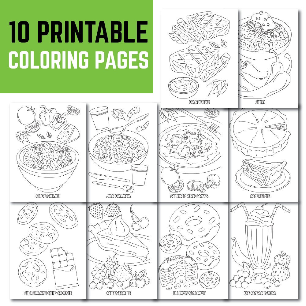 My Favorite Food Coloring Pages for Kids Printable Digital Etsy