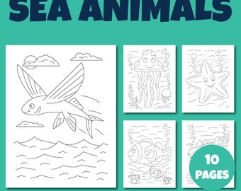 Sea Animal Printable .pdf Instant Download Coloring Pages - Pack 2