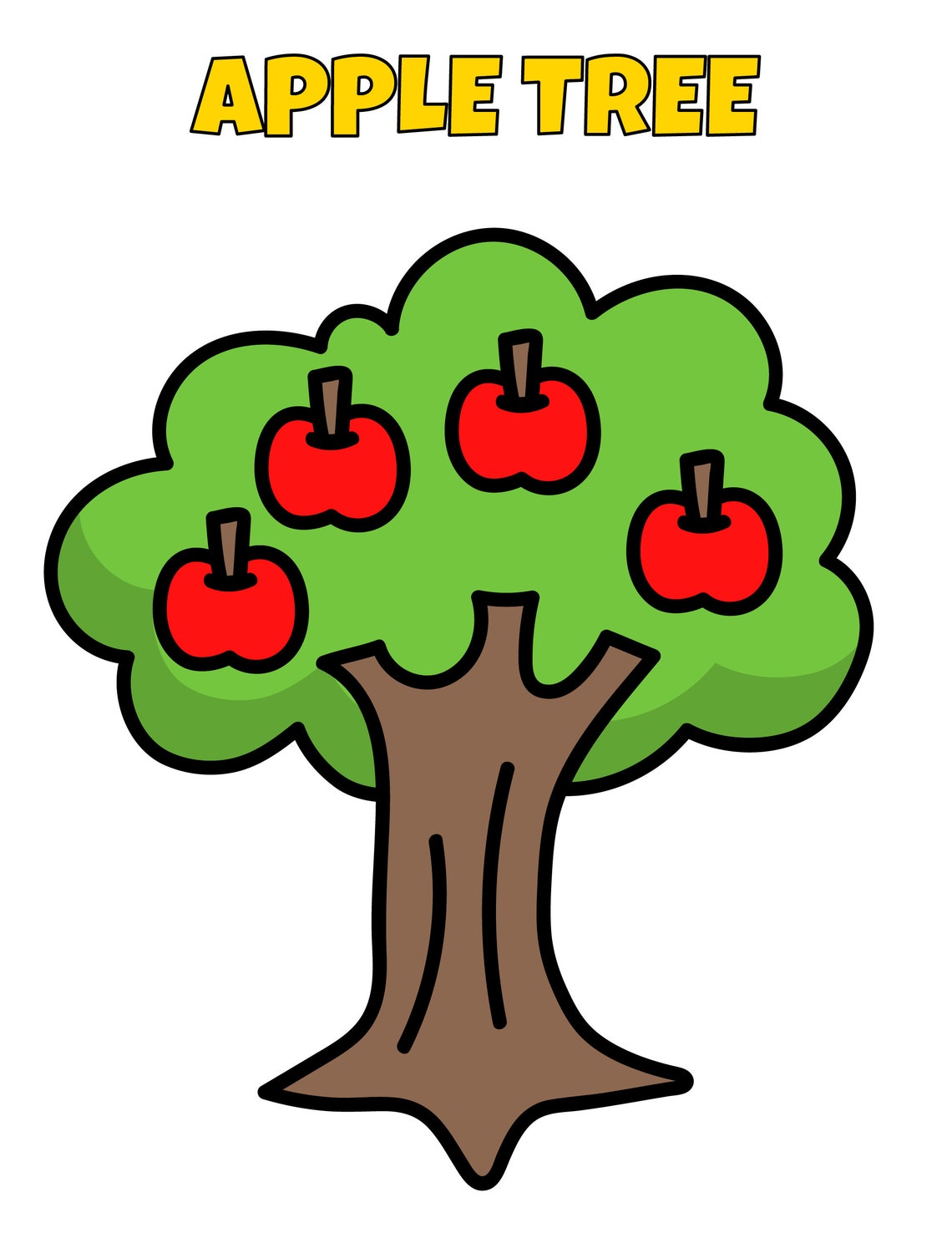 Apple Tree Cut and Paste Craft Coloring Worksheets for Kids | Printable ...