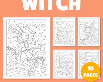 Kawaii Witch Coloring Pages | Chibi Style, Kids & Adults (PDF Printable)