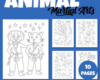 Animal Martial Arts Printable Sheet pdf Back to School Coloring Pages Pack 3