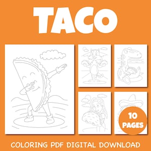 Taco Coloring Pages for Kids Pack 1