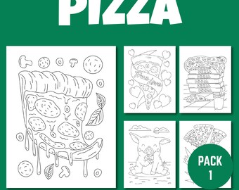 Pizza Lover Printable Digital Coloring Pages pdf Pack 1