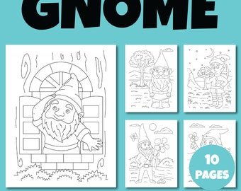 Gnome Coloring Sheet Printable pdf Pages Pack 2