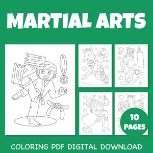 Martial Arts Instant Download Printable .pdf File Simple Coloring Pages Pack 1