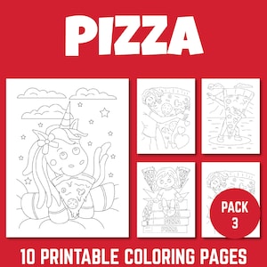 Pizza Lover Printable Digital Coloring Pages pdf Pack 3