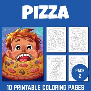 Pizza Lover Printable Digital Coloring Sheet pdf Pack 2