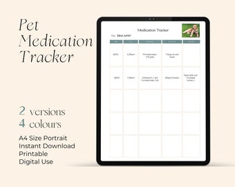Pet Medication Tracker, Chronic Illness Log (Digital Printable)
