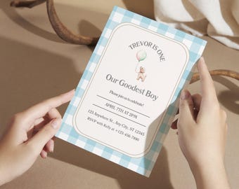 Dog Birthday Invitation –  Blue, Pink, Beige, Brown | Editable Canva Template | Multiple Breeds & Colors