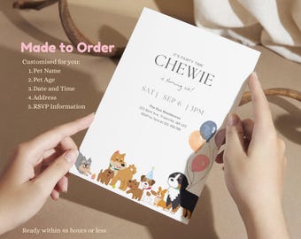 Personalized Dog Birthday Invitation – Classic Puppy Party (Digital File)