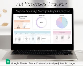 Digital Expenses and Budget Tracker, for Pets Parents, Google Sheets Personal Finance Planner, Spending Spreadsheet and Analytics