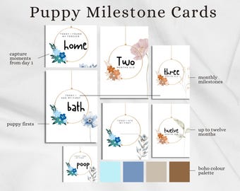 Printable Puppy Milestone Cards | Dog Mum Gift | New Puppy Photo Props | Puppy Birthday & Celebration Keepsake