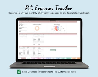 Pet Expense Tracker, Automatic Calculation Spreadsheet (Excel Download, Google Sheets)