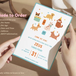 Personalisierte Einladung zum Geburtstag Hund – für Dich gemacht | Niedliches illustriertes Design | Personalisierte digitale Karte | Geschlechtsneutral