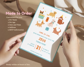 Custom Dog Birthday Invitation – Illustrated Teal Design (Digital Card)