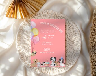 Puppy Birthday Invitation • Editable Canva Template • Dog Party Invite Printable • Pet Paw-ty Invitation • Instant Download Digital File