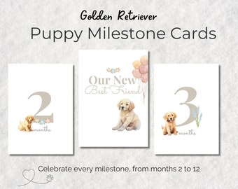Golden Retriever Puppy Milestone Cards | Photo Props (Digital Download)