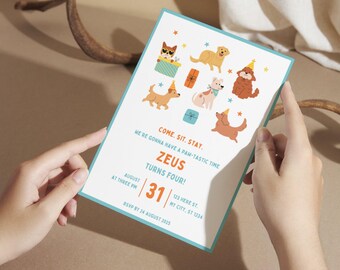 Editable Pet Birthday Invitation • Puppy Party Canva Template • Dog Birthday Invite Printable • Instant Download Digital File