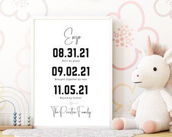 Aangepaste afdrukbare Gotcha Day-poster | Eenvoudige en moderne aandenken aan huisdieradoptie van 11 x 14 inch | Strakke minimalistische stijl