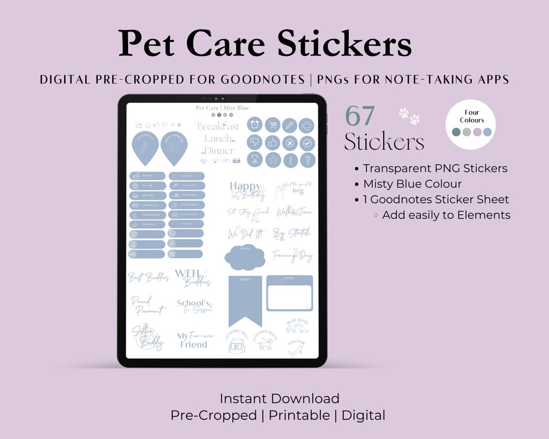 Pets Rectangular Note Sticker Dog Themed Digital Sticker Sheet, Goodnotes, Individual Transparent ...