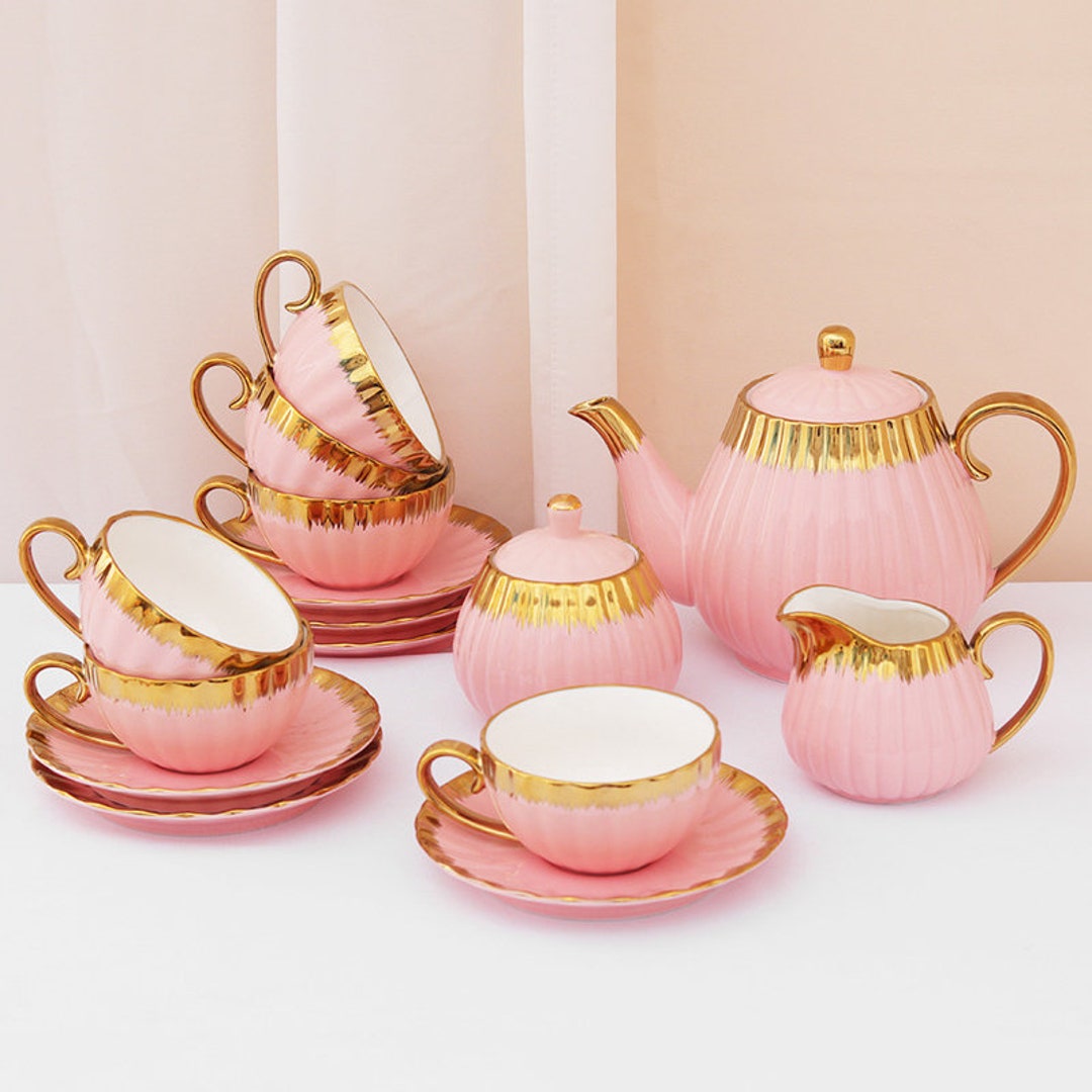 Pink Ceramic Tea Set Afternoon Tea Set Handmade Tea Set Etsy