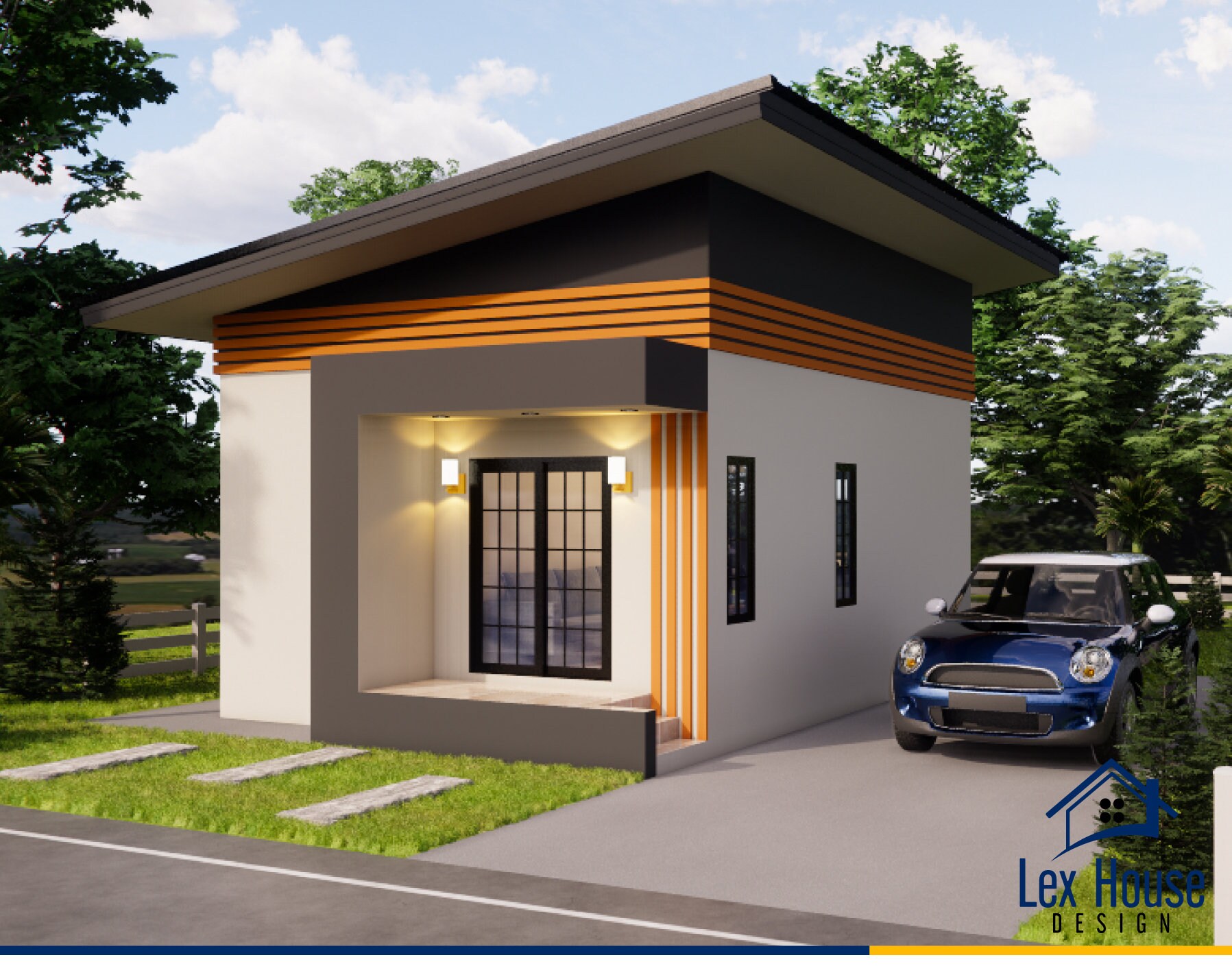 Small House Plan Design, 1 Bedroom and 1 Bathroom, Elevation Sections ...