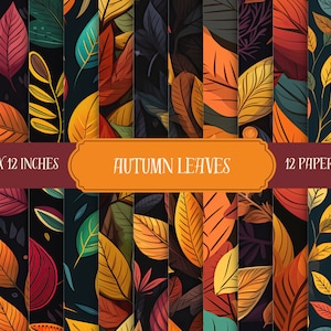 Autumn Leaves Digital Paper, Scrapbooking Paper, Fall Leaves, Seamless Designs