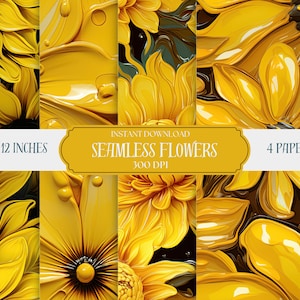 Sunshine Yellow Floral Pattern | Vibrant Digital Paper Pack, DIY Crafts | Seamless Pattern | Instant Download