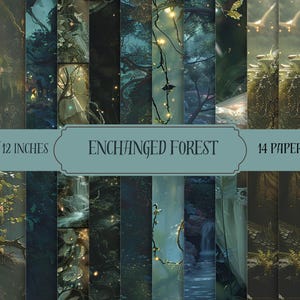 Enchanted Romantasy Forest Digital Art Bundle | Elves, Faeries & Unicorns Printable Fantasy Wall Art | Mystical Woodland Scene Download