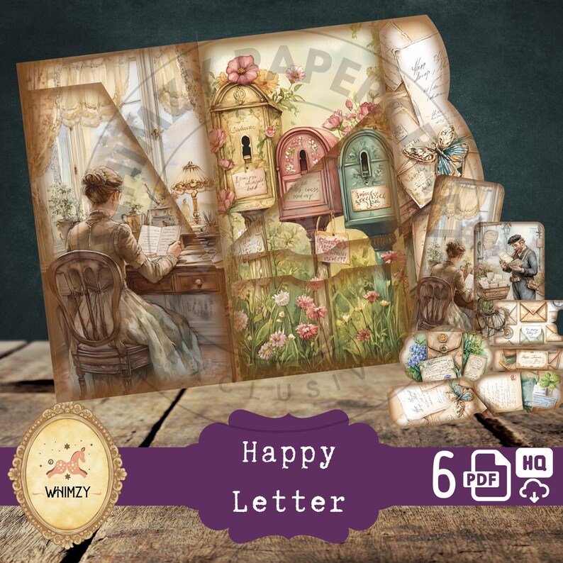 Vintage Letter Trifold Folio Junk Journal Kit Mini Folding Digital ...