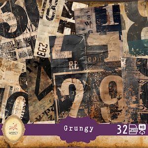 Grungy Junkjournal Distressed Numbers Grungy Steampunk Ephemera for Junk Journals Printable Grunge Numbers Papers Vintage Industrial