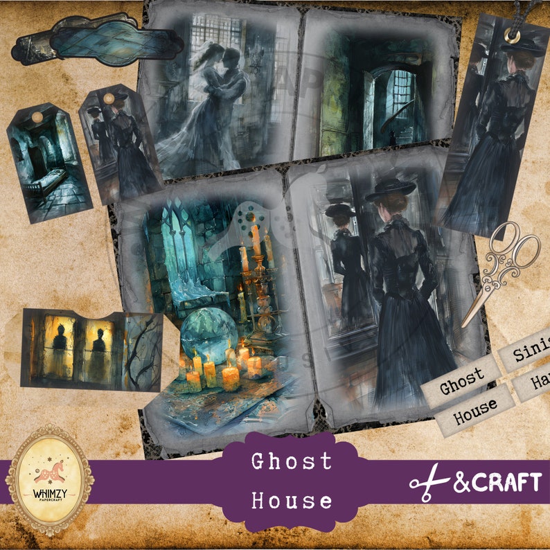 horror-themed junk journal, haunted ephemera printable, spooky junk journal pages, gothic scrapbooking printables, ghost house junk journal, haunted ephemera kit, halloween junk journal, creepy junk journal, gothic junk journal, spooky printables, DIY junk journal, haunted scrapbooking kit, horror junk journal kit, ghostly folio printable, junk journal inserts, halloween DIY folio, spooky gothic printable, Horror / Gothic Crafts,