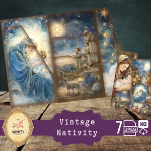 Kit de mini-journal indésirable à trois volets Nativity HolyNight DIY Mini-kit de carnet de bord folio indésirable Juzus Kit de pochette folio pliante éphémère