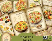 Kitchen Junk Journal Kit: Vintage Recipe Cookbook Salad Printable