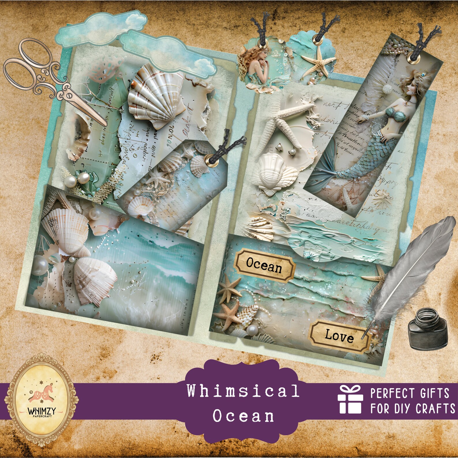 Nautical Junk Journal Printable, Ocean Beach Scrapbook Kit, Coastal ...