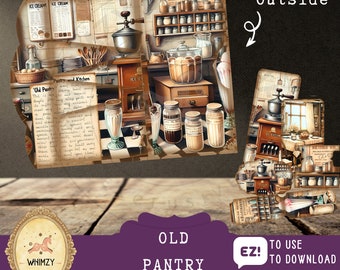 Vintage Kitchen Junk Journal Kit: Recipe Folio, Ephemera DIY Mini Folio