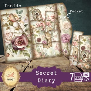 Pamiętnik wspomnień Trifold Folio Junkjournal Kit List DIY Mini Folio Junk Journal Kit Cyfrowy składany folder Folio Zestaw kieszonkowych wkładek Ephemera