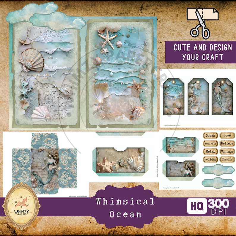 Nautical Junk Journal Printable, Ocean Beach Scrapbook Kit, Coastal ...
