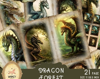 Dragon Forest Junk Journal Kit: Fantasy Collage Printables (PDF Download)