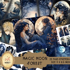 Celestial Moon Junk Journal Pages Gothic Collage Sheets Scrapbooking Karten Ephemera Lunar Whispers Junk Journal Kit Mondphasen Journals