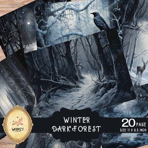 Horror Forest Junk Journal, Woodland Journal, Shabby Scene, Old Forest, Junk Journal Kit, Paper Craft, Afdrukbare pagina Gothic Scrapbookpapier, Afdrukbare pagina Gothic