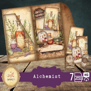 Kit de journal intime à trois volets Alchemists, kit de mini-journal indésirable bricolage ésotérique, kit de dossier folio pliable numérique à insérer dans une poche, éphémères