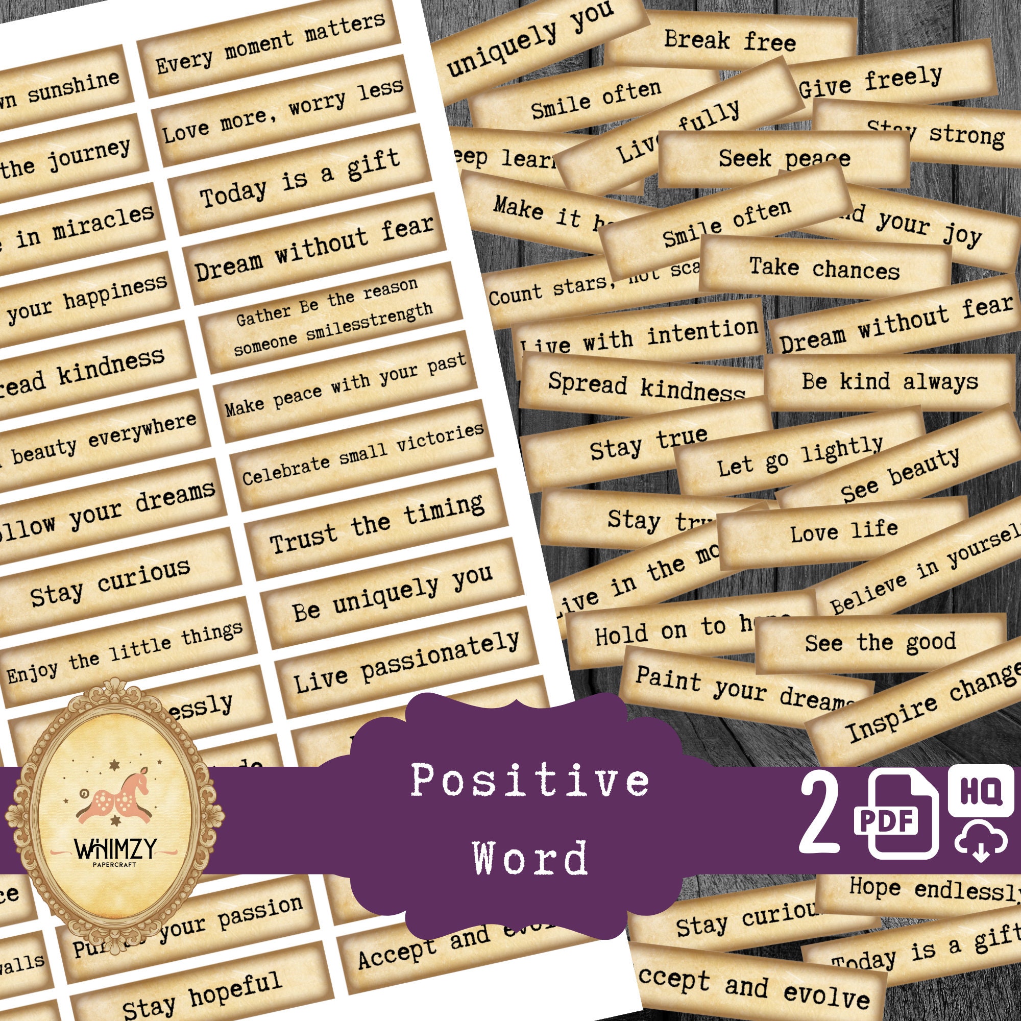 Happy Phrases Happy Word Junk Journal Words Digital Words Embellishments for Junk Journals Printable Junk Journaling Words Collage Ephemera