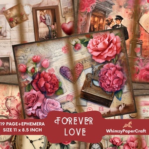 Blumen Junk Journal Viktorianische Liebevolle Blumen Valentinstag Paar Vintage Liebe Brief Vintage Erinnerung Ephemera Liebe Printable Junkjournal Beschenkte