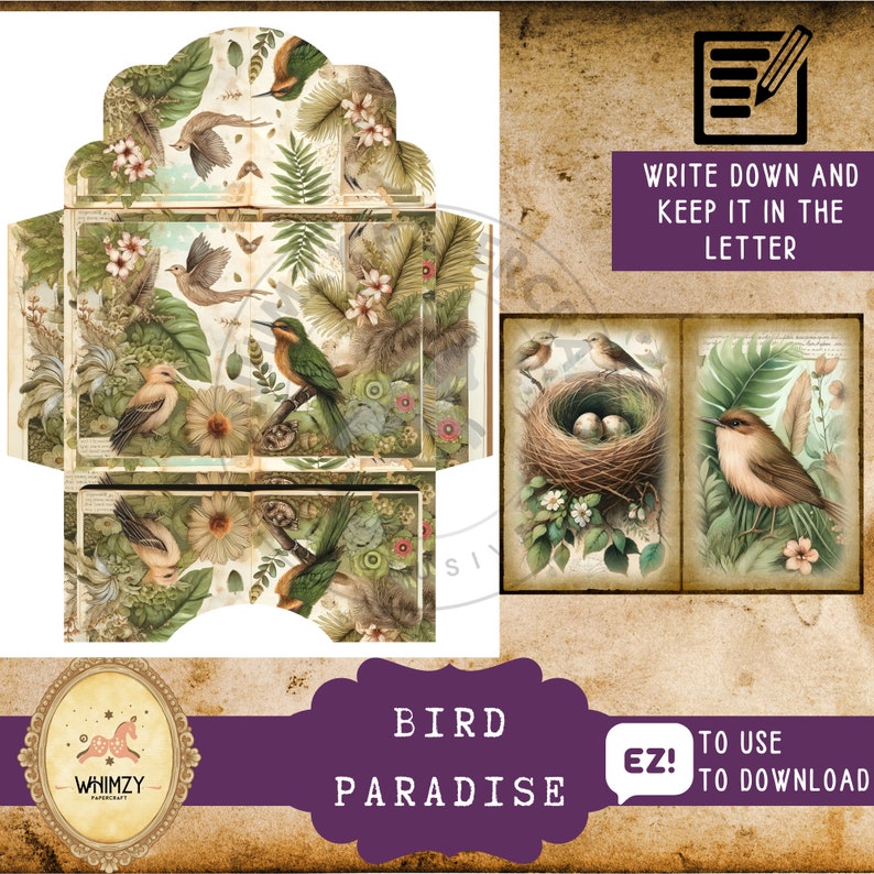 Bird Junk Journal Kit | Vintage Bird Ephemera | Shabby Chic Nest & Egg ...